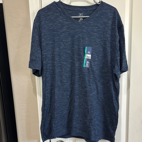 Blue Short Sleeve Tee with Marled Texture - Picture 1 of 3